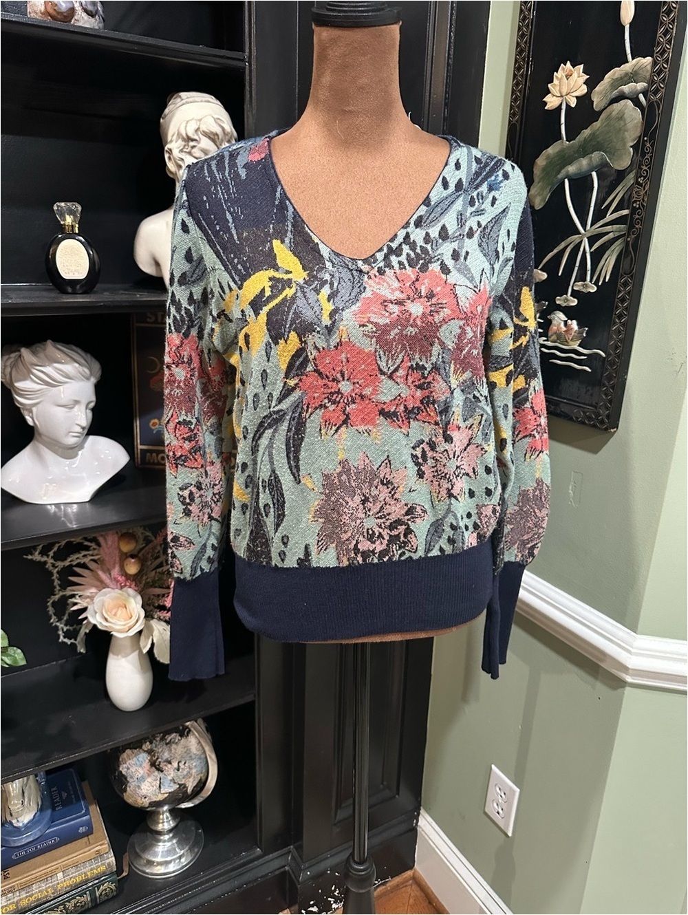 Aldomartins “Ace” Multicolor Floral Tapestry Pullover Sweater Size Medium